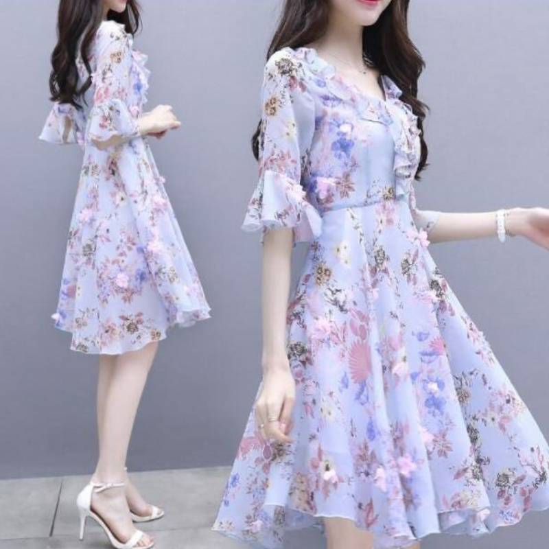 Summer Fairy Skirt, Summer Thin, Printed Chiffon Skirt, Waist, Super Fairy, Gentle Wind